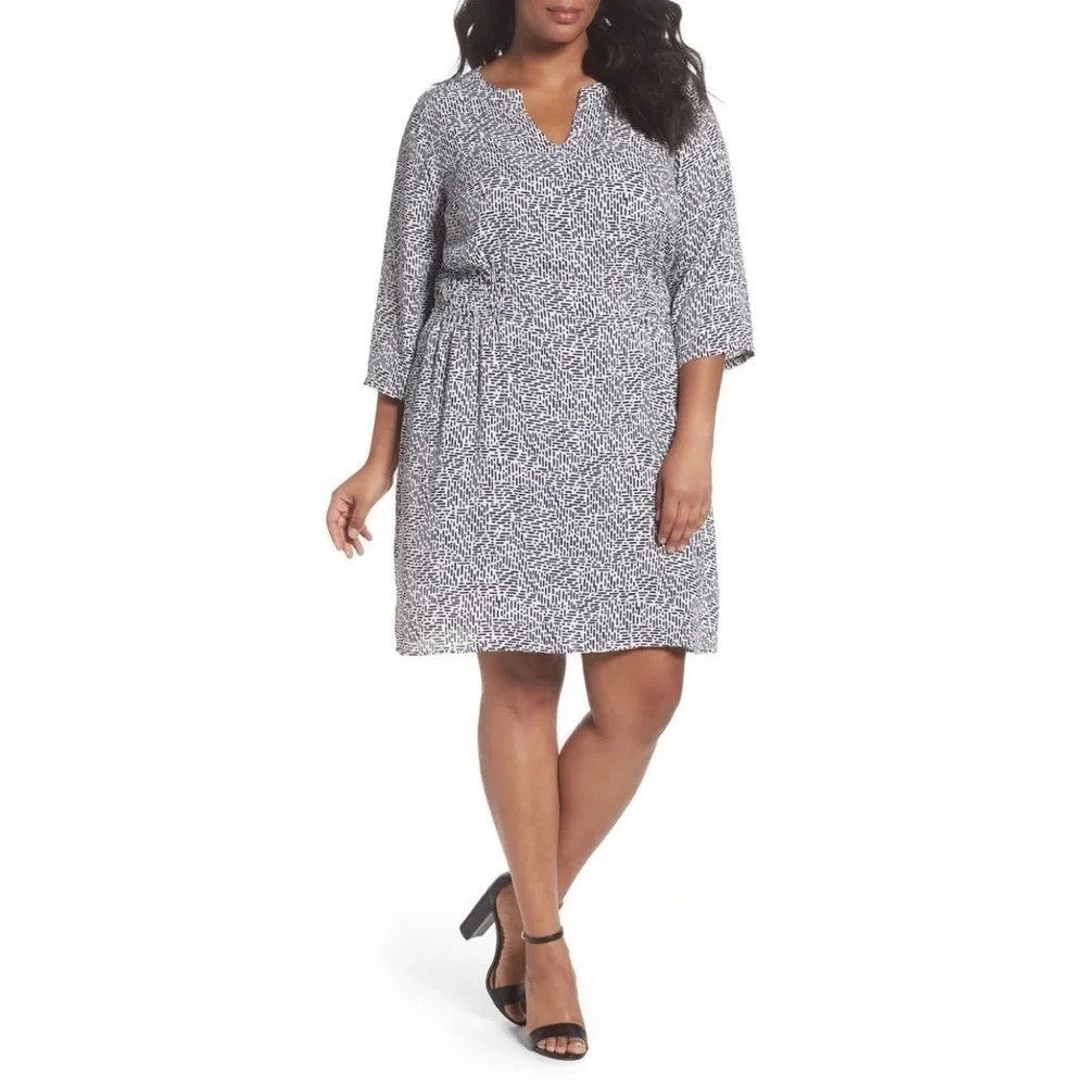 Foxcroft Nellie Navy & White Dress 14W NWT